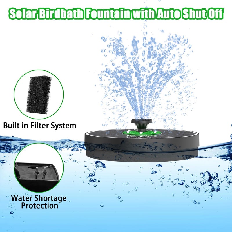 Yzert Solar Fountain White Lights Glass, 3.5W Solar Water Fountain with 2200 mAh Battery, Bird Bath Fountains Solar Power with 4 Fixers & 7 Nozzles for Outdoor,Patio, Garden Decor, Pond,Hummingbird - Image 5